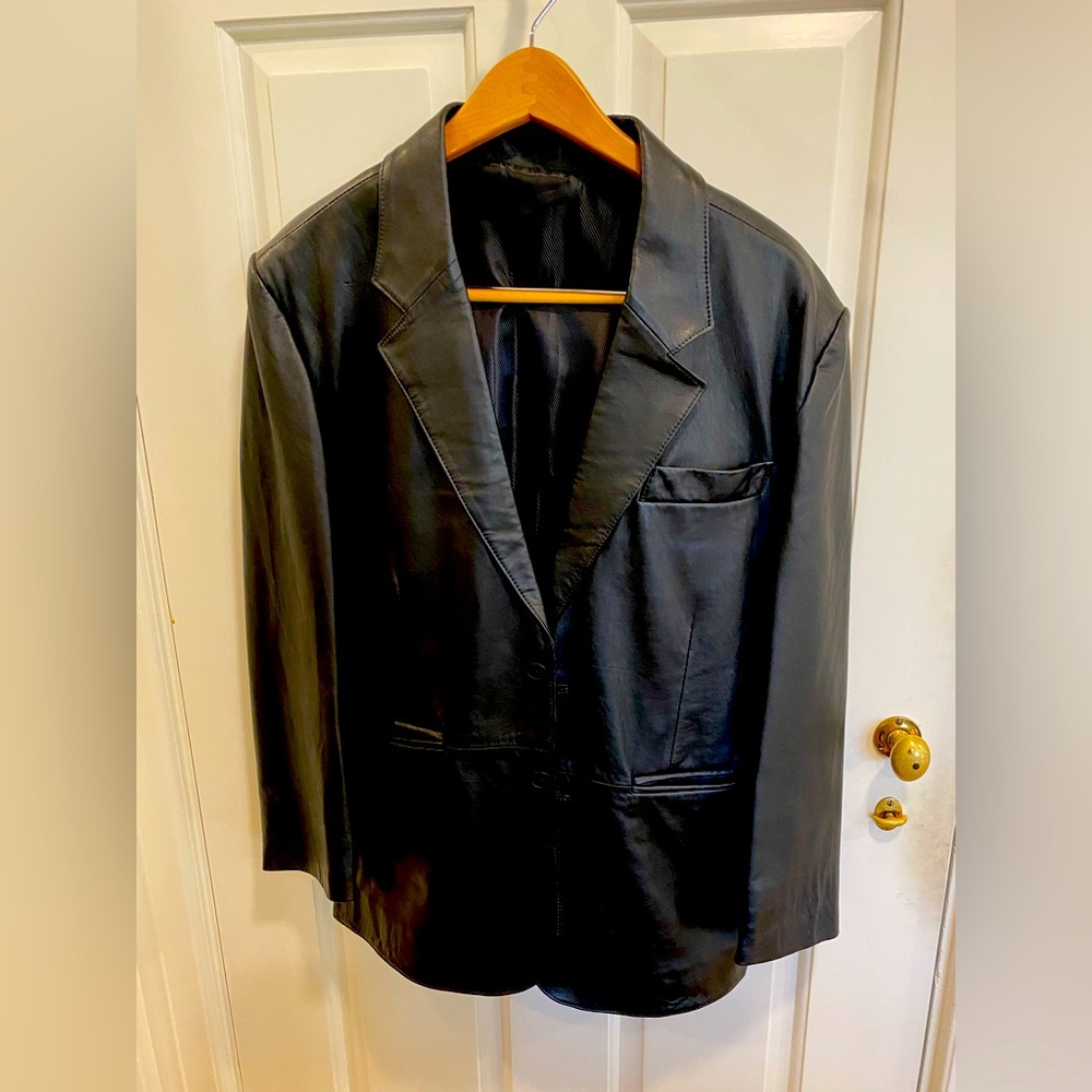 Men’s Claude Lamont black leather jacket Sz 40